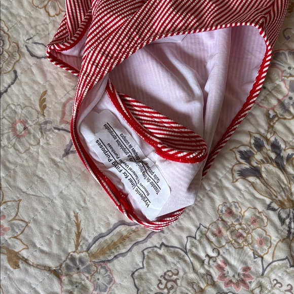 NWT Red and White Striped One-Piece Swimsuit - Picture 8 of 8